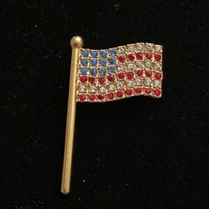 Golden Rhinestone USA Flag Pin
